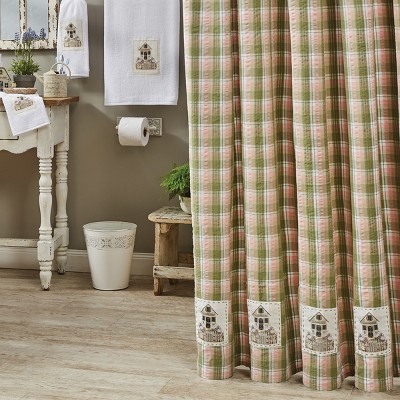 Butterfly Garden Plaid Fabric Shower Curtain 72" x 72"