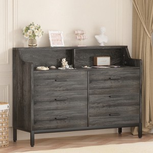 Aheaplus 6 Drawers Dresser with Charge Station and LED Light, Closet Organizer for Bedroom - 1 of 4