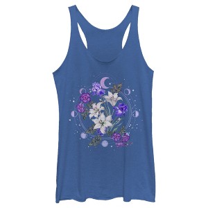 Women's Lost Gods Floral Moon Racerback Tank Top - 1 of 4