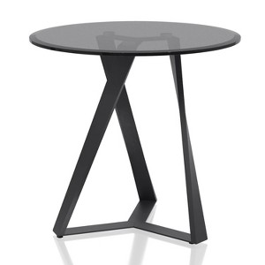 Borrego Round End Table Texture Black/Gray - miBasics: Modern Living Room Accent, Tempered Glass - 1 of 4