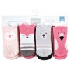 Hudson Baby Infant Girls Cotton Rich Newborn and Terry Socks, Pink Animals - 2 of 4