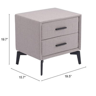Gray Fabric and Metal Rectangular Side Table with Storage