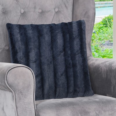 Blue Faux Fur Decorative Pillow Cover 18" x 18"