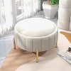 SEYNAR Modern Velvet Round Storage Ottoman with Gold Legs - 2 of 4