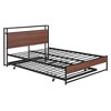 MAYEERTY Full Size Metal Platform Bed Frame, Trundle USB Ports Slat Support, Bedroom, Black - 4 of 4