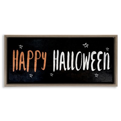 Stupell Industries Happy Halloween Spooky Stars Black Framed Floater Canvas Wall Art