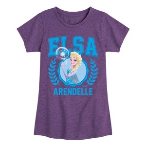 Girls' - Frozen - Elsa Collegiate Fitted Short Sleeve Graphic T-Shirt - 1 of 4