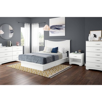 Pure White 1-Drawer Nightstand with Open Shelf