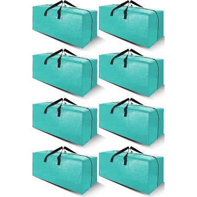 8 Pack Heavy Duty Extra Large Moving Bags with Backpack Straps - Strong Handles & Zippers, Storage Totes (Set of 8, Aquamarine)