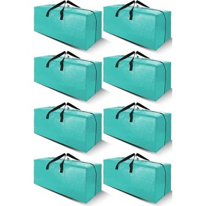 8 Pack Heavy Duty Extra Large Moving Bags with Backpack Straps - Strong Handles & Zippers, Storage Totes (Set of 8, Aquamarine) - 1 of 1