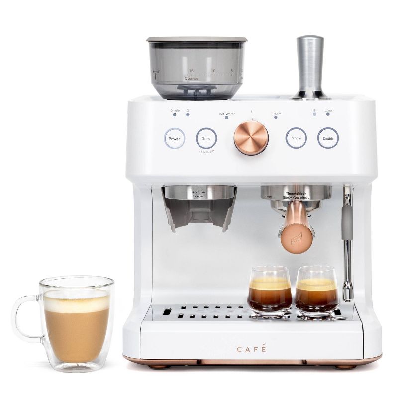 CAFE Bellissimo Semi-Automatic Espresso Machine + Frother Matte White, 1 of 7