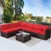 Cesicia 7-Piece Blue Sofa Set With Black PE Rattan Frame, Garden Patio Wicker Sectional Sofa Set with Coffee Table for Backyard, Porch, Balcony - 2 of 4
