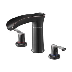 VEVOR Roman Tub Faucet, 3 Hole Waterfall Bathtub Faucet, Zinc Alloy Bath Tubs Faucets Set with 2 Handles, Deck Mount Bath Tub Faucets Set, Black - 1 of 4