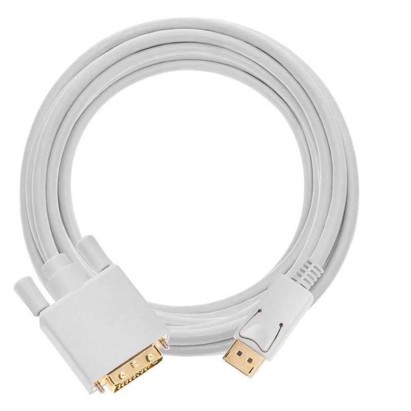 Monoprice Video Cable - 15 Feet - White | 28AWG DisplayPort to DVI Cable, 4 of 7