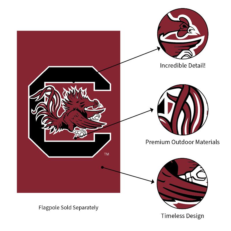 Evergreen NCAA University of South Carolina Applique House Flag 28 x 44 Inches Outdoor Decor for Homes and Gardens, 4 of 7
