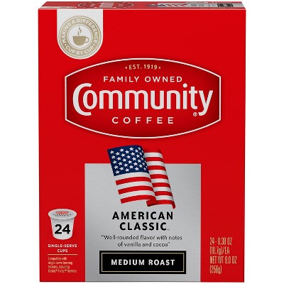 Community Coffee American Classic Medium Roast Coffee - Single Serve Pods - 24ct