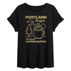 Women's - Instant Message - Portland Coffee Oversized Graphic T-Shirt - 1 of 4