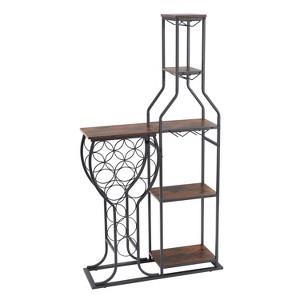 Vynxaria 11-Bottle Wine Racks, 5-Tier Freestanding Rack with Glass Holder and Storage Shelves - 1 of 4