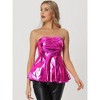 INSPIRE CHIC Women's Strapless Shiny Metallic Party Clubwear Peplum Top - 4 of 4