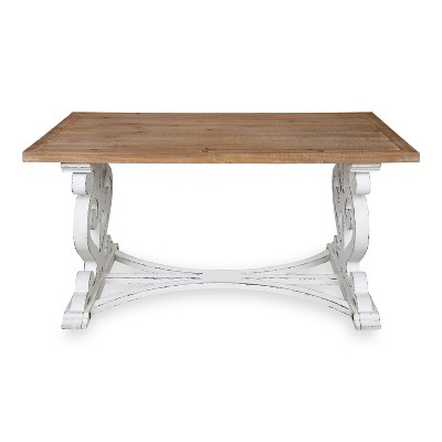 Rustic Brown and White Rectangular Wood Coffee Table