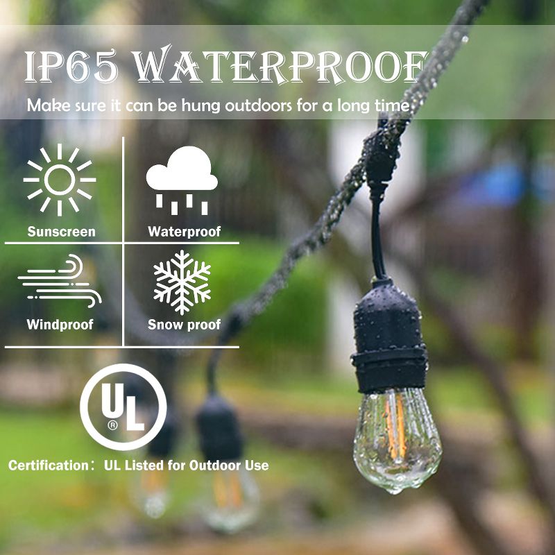 Costway 96FT LED Outdoor Waterproof Commercial Grade Patio Globe String Light Bulbs, 5 of 11