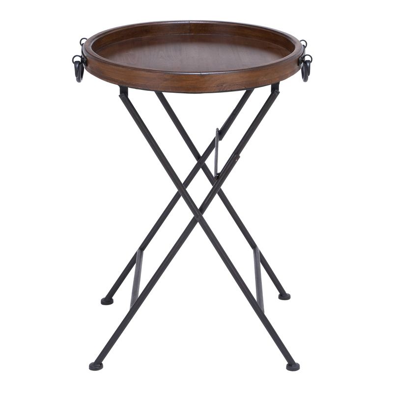 Traditional Round Brown Tray Table Brown - Olivia &#38; May, 5 of 8
