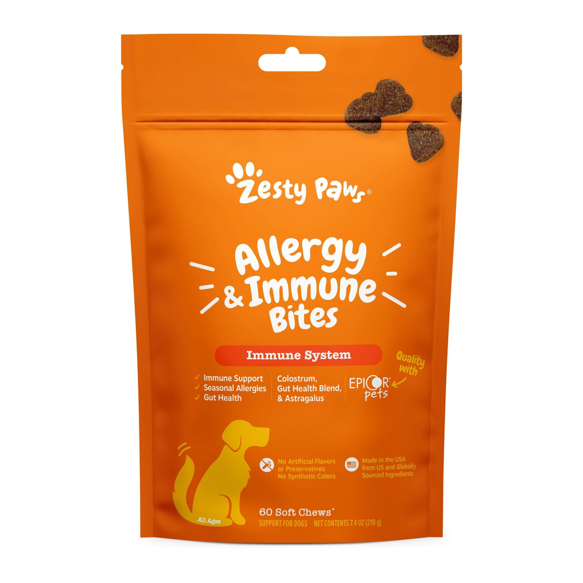 Zesty Paws Allergy and Immune Bites for Dog Lamb Flavor - 60ct