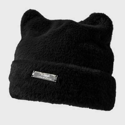 Anna-Kaci Women's Fuzzy Cat Ear Beanie - Soft Plush Winter Hat