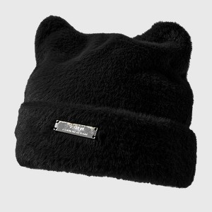 Anna-Kaci Women's Fuzzy Cat Ear Beanie - Soft Plush Winter Hat - 1 of 3