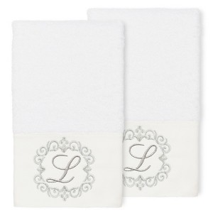 Linum Home Textiles 100% Turkish Cotton MONICA 2PC Embellished Hand Towel Set - 1 of 1