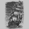 Men's Design By Humans Caleuche Ghost Pirate Ship - Blackline By RobertoJL T-Shirt - 2 of 4