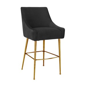 TOV Furniture Beatrix Pleated Velvet Stool Black Bar Height - 1 of 4