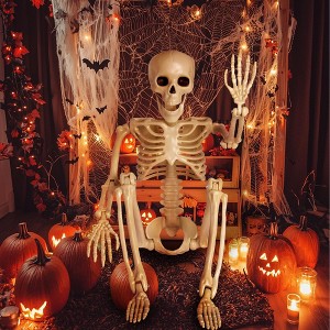 Presence 24" Halloween Skeleton Decorations,Full Body Posable,Hanging Skeleton with Movable Posable Joints, Spooky Plastic Skeleton for Yard Garden - 1 of 4
