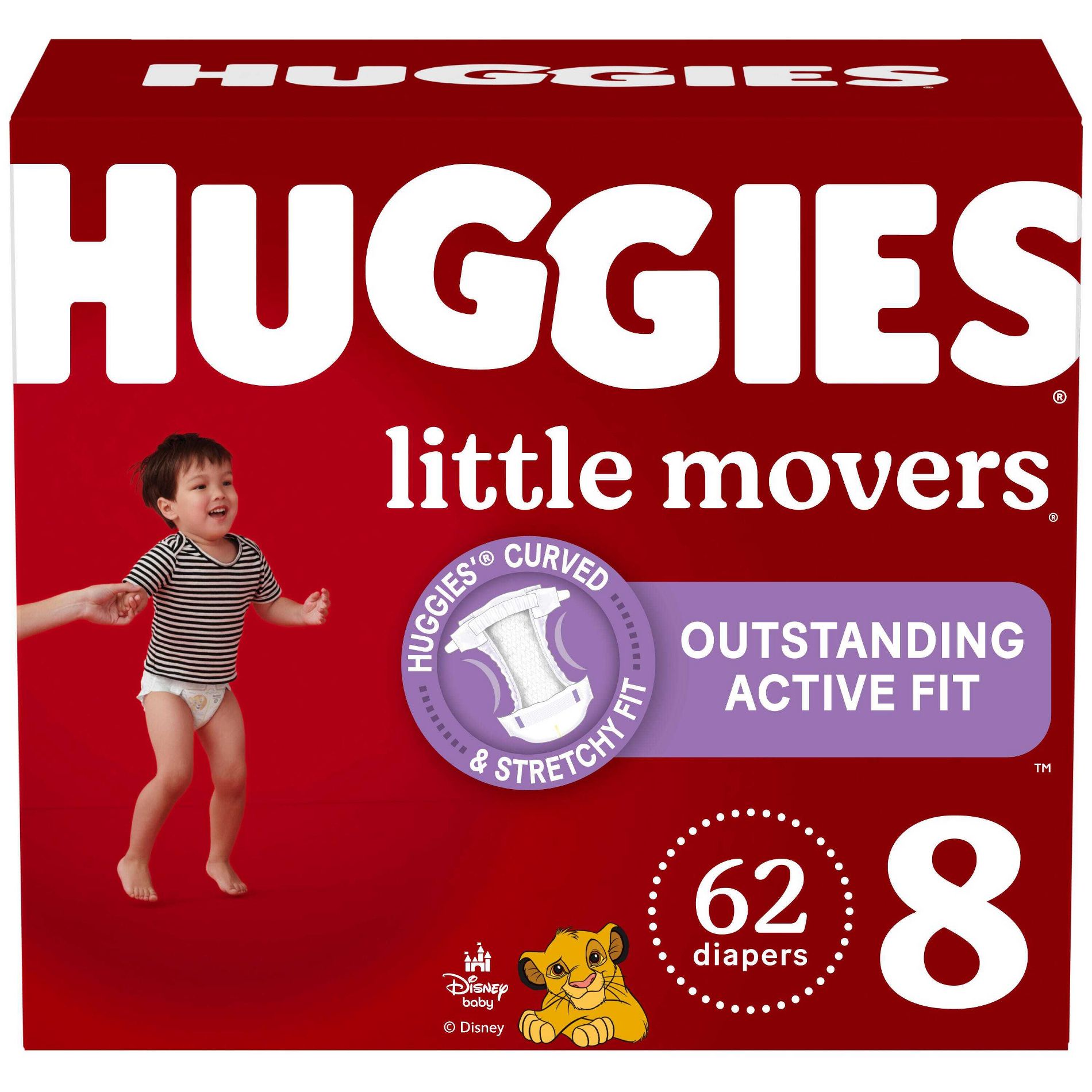 Huggies Little Movers Active Fit Diapers  - Size 8 - 62ct