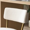 24"Set of 4 modern teddy fabric upholstered bar stools - Metal base high stool - Suitable for kitchen,Black+Golden - 4 of 4