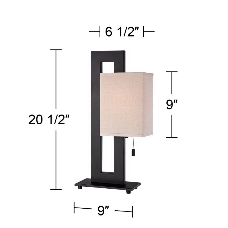 360 Lighting Modern Accent Table Lamp 20.5" High Espresso Bronze Floating Rectangular Oatmeal Box Shade for Living Room Family Bedroom, 4 of 10