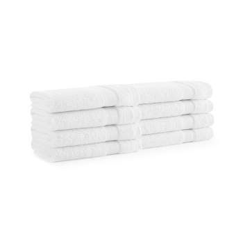Aston & Arden Aegean Eco-Friendly Washcloths (8 Pack), 13x13 Recycled Cotton Bathroom Towels, Solid Color