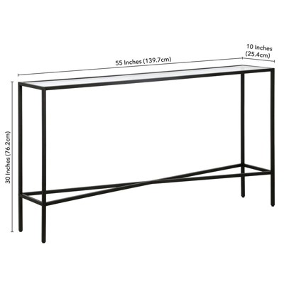 55" Blackened Bronze Metal and Glass Console Table