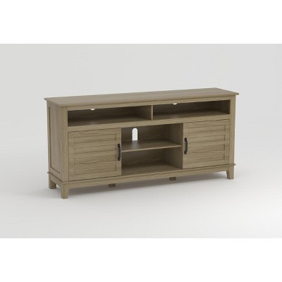63" Farmhouse TV Stand for 70 Inch, TV Semi-Open Double Door Cabinet with Adjustable Shelves – Entertainment Center with 8 Storage Compartments