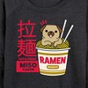 Women's - Instant Message - Ramen Pug Lightweight French Terry Wide Neck Long Sleeve Graphic Shirt - 2 of 4