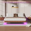 Floating Platform Bed Frame with LED Lights, Wave Wood Texture Bed with Sturdy Metal Slats, No Box Spring Needed-3irtyhousy - 3 of 4