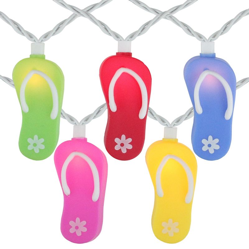 Northlight 10-Count Multi-Color Flip Flop Garden Patio Light Set, 7.5ft White Wire, 1 of 3