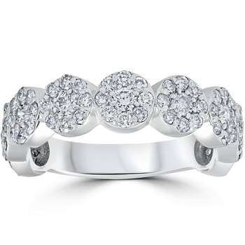 Pompeii3 1 1/2Ct Diamond Ring 10k White Gold 3/4 Eternity Women's Wedding Band