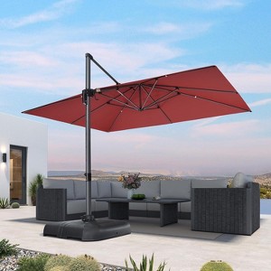PURPLE LEAF 10' X 13' Patio Umbrella Outdoor Cantilever Rectangle Umbrella Aluminum Umbrella with 360-degree Rotation for Garden Pool Patio - 1 of 4