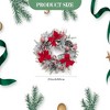 24 Inch Pre-Lit Christmas Wreath with 30 Warm White LED Lights, Red Balls & Bow - Flocked Outdoor Door Decor for Windows Holiday Season - 2 of 4