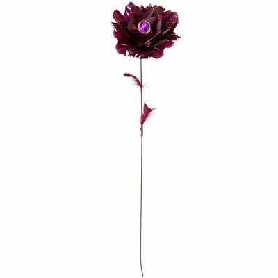 Northlight 20.75" Deep Red Feather Peony Artificial Christmas Floral Pick