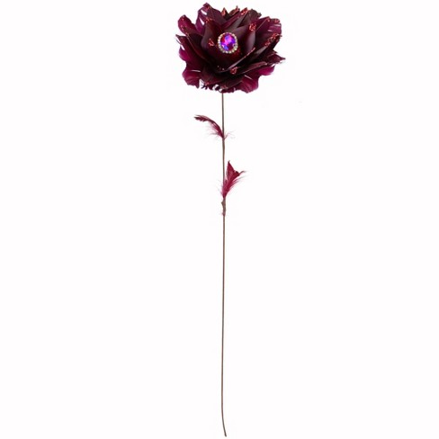 Northlight 20.75" Deep Red Feather Peony Artificial Christmas Floral Pick - image 1 of 4