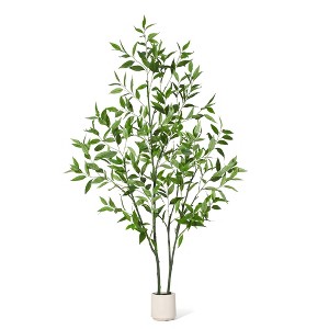Artificial Eucalyptus Tree, Realistic Slender Leaf Faux Plant with Stable Pot for Indoor Home Office Decor - 1 of 4