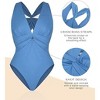 SHAPELLX Women's One Piece Swimsuit Tummy Control Ruched Full Coverage Bathing Suit V Neck Slimming Swimwear—Blue 38 - 3 of 3