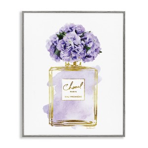 Stupell Industries Delicate Purple Hydrangea Designer Glam Perfume Bottle Black Framed Giclee Art - 1 of 4